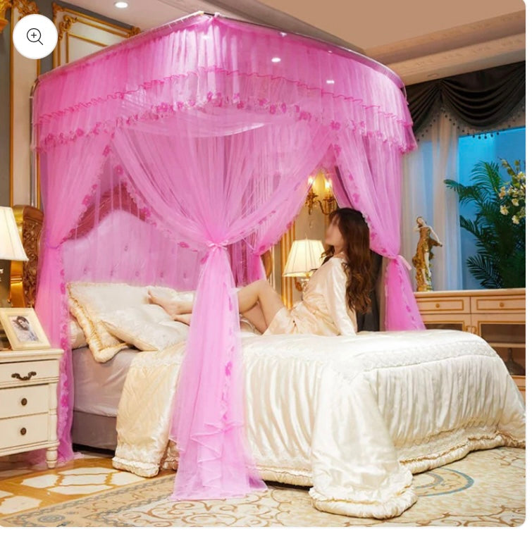 Moustiquaire chambre de princesse, rideaux de lit à poteaux, décoration de chambre double 120 x 200 cm/47 x 79