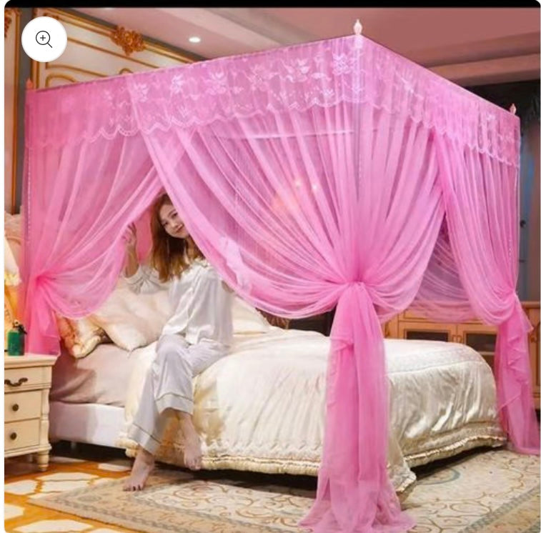 Moustiquaire chambre de princesse, rideaux de lit à poteaux, décoration de chambre double 120 x 200 cm/47 x 79