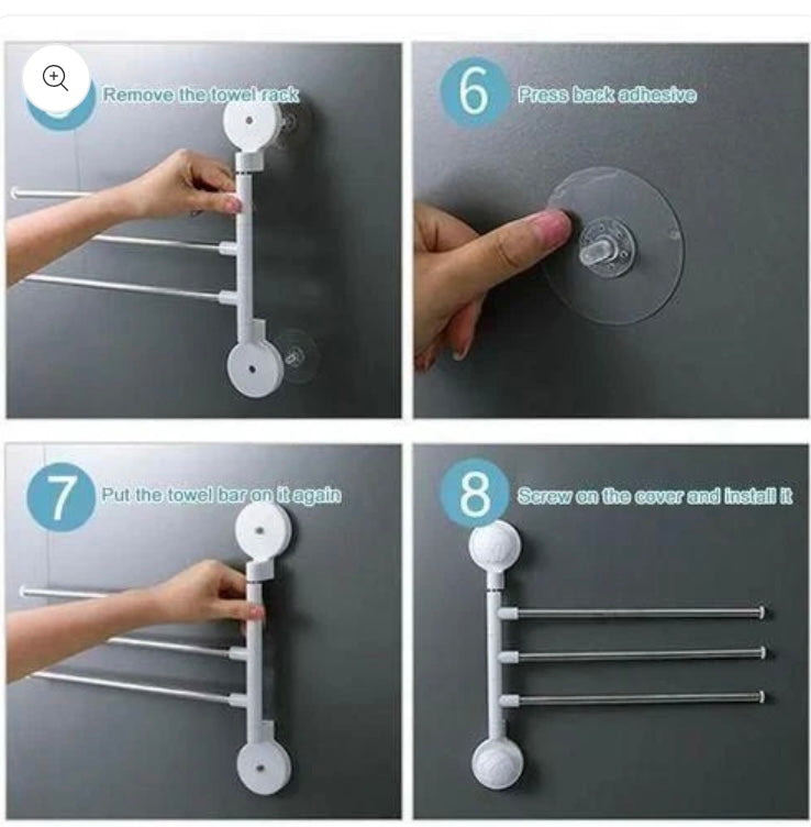 Porte-Serviettes pivotant Support de Bain en Acier Inoxydable Avec Ventouse